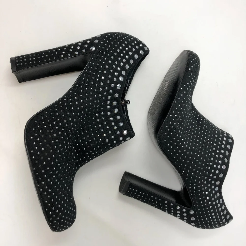 Jeffrey Tyler Black Bedazzled Annie Booties 8.5